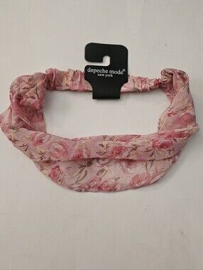 NWT Depeche Mode NY Pink Floral Wide Headband Elastic Back Rose Print